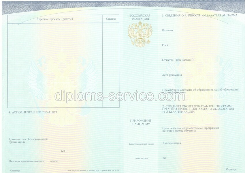 Диплом техникума (Спецбланк) 2014-2025 годов-фото3